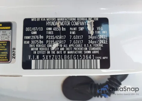 2014 Hyundai Santa Fe Sport 2.4L z USA, uszkodzony, nr VIN 5XYZU3LB6EG153641